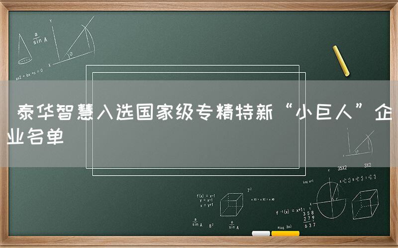 泰华智慧入选国家级专精特新“小巨人”企业名单